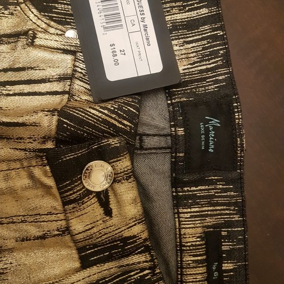 Guess Marciano Dull Gold and Black Skinny Pants - Picture 5 of 6